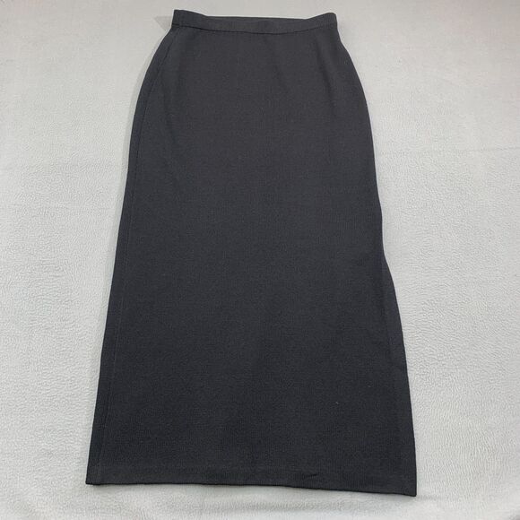 St. John Maxi Skirt Size 6  Basics Womens Pull On Santana Knit Black Slit - Picture 1 of 12